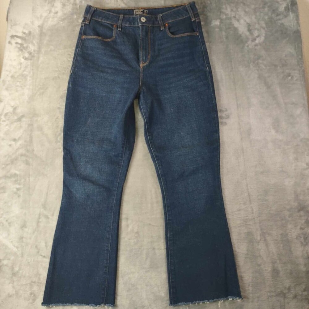 Abercrombie & Fitch Simone‎ High Rise Ankle Flare Jeans Dark Wash 27 4L Raw Hem